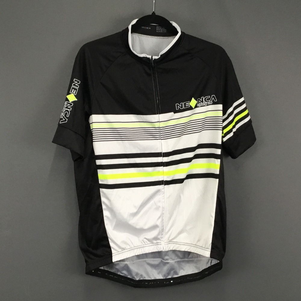 Cycling Jersey Men XL Black White Full Zip Short Sleeve Biking Racing NE NCA